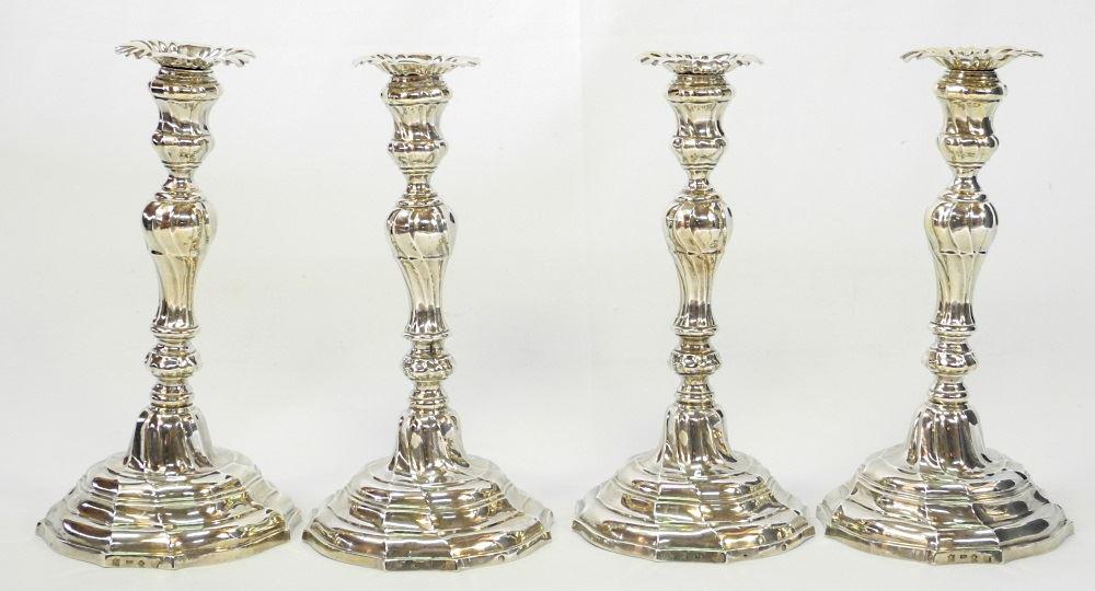 Set of four French silver candlesticks, 10" high. (1 of 12)