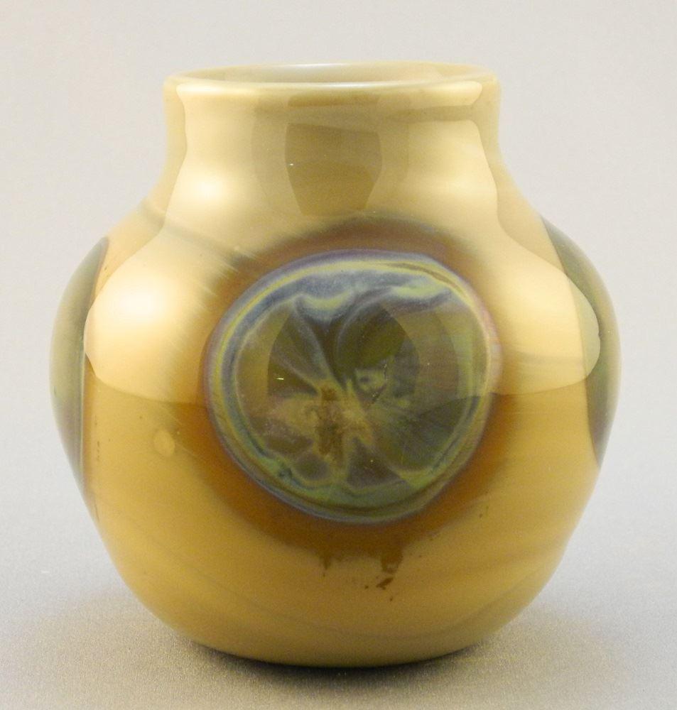 "Agate" glass vase signed L.C.T. H6405, 3 3/4". (1 of 7)