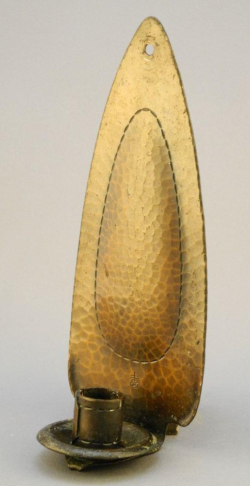 Roycroft copper wall sconce, signed, 8 1/2" high. (1 of 10)