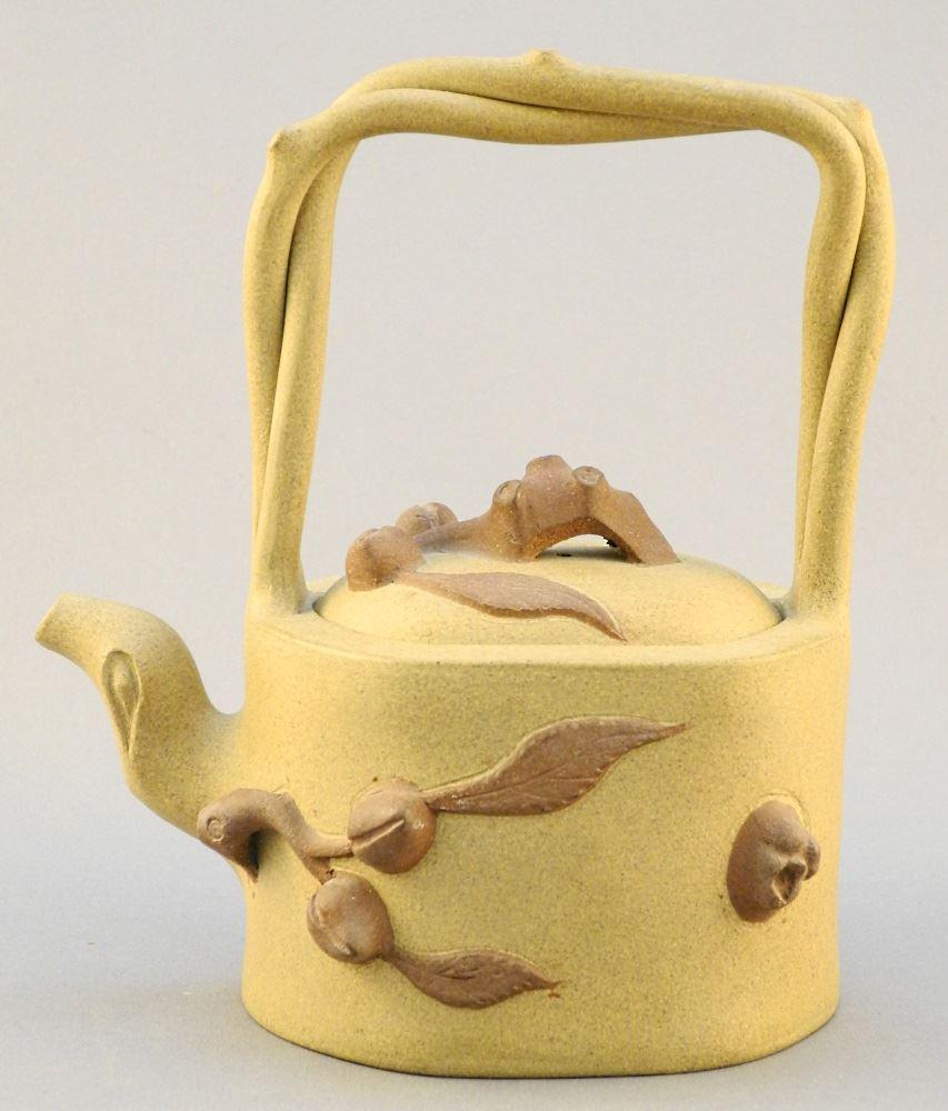 Mid 20th C. Organic Formed Fruit Yixing Teapot, 6"h. (1 of 11)