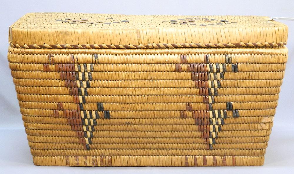 Salish Basket Covered Rectangular with Imbrication, 18 (1 of 12)