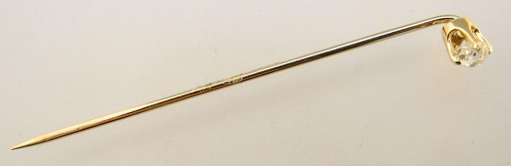 Antique 14K Diamond Stickpin, Diamond 0.37cts. (1 of 3)