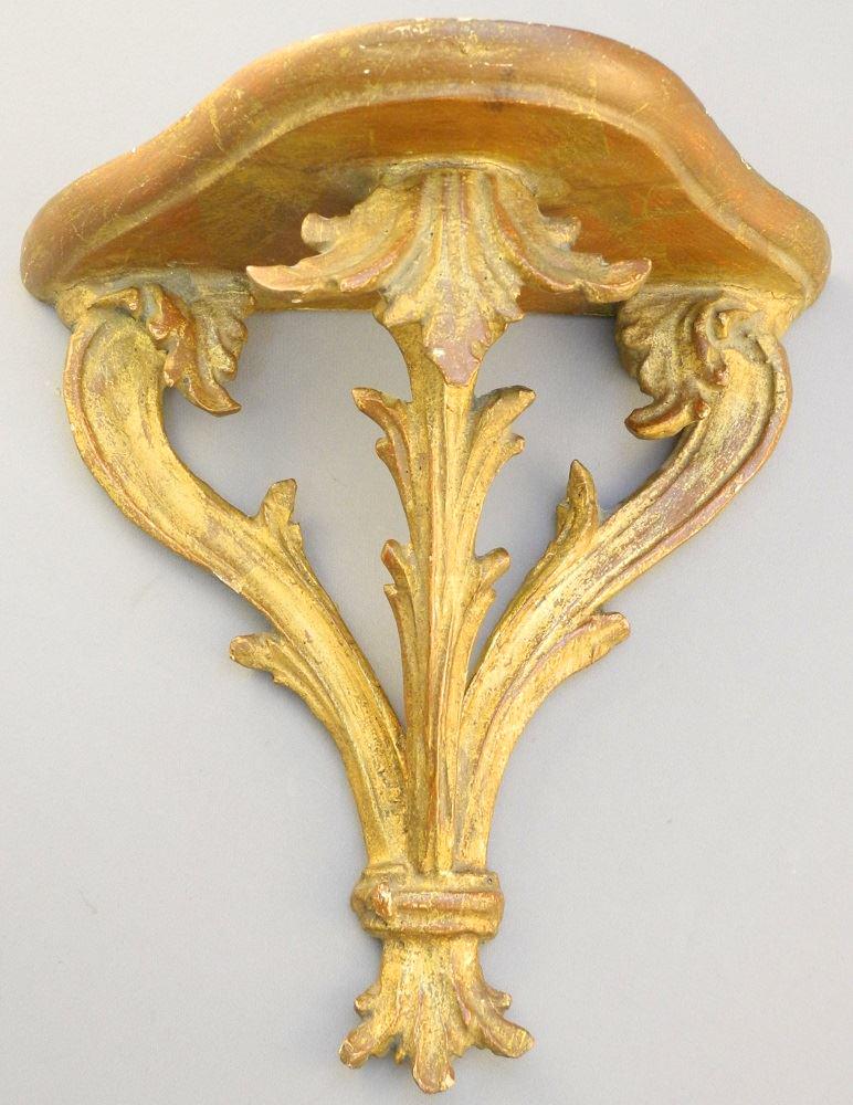 Florentine Gilt Wood Wall Sconce, 8 3/4" x 9" x 5". (1 of 5)