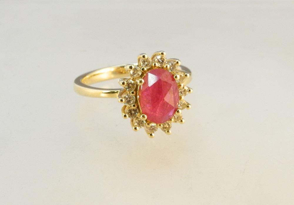 14K Rose Gold Natural Ruby & Diamond Ring. (1 of 4)