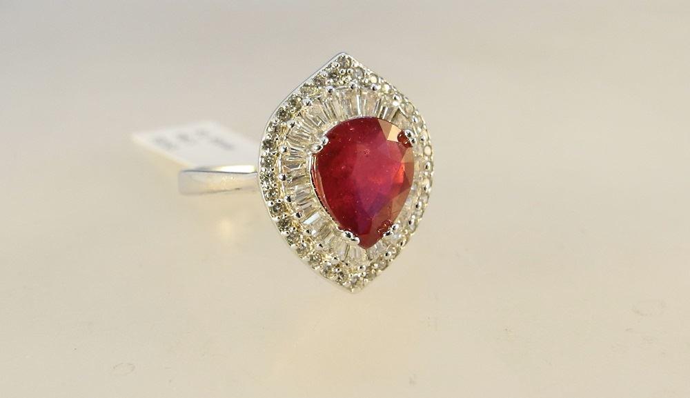Stlering Silver Ruby & CZ Ring, Ruby:2.45CTW. (1 of 3)