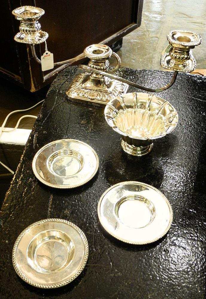 British Columbia Silver Plate: Carmichael Bowl &: British Columbia Silver Plate: Carmichael Bowl & Coasters, Candleabra.