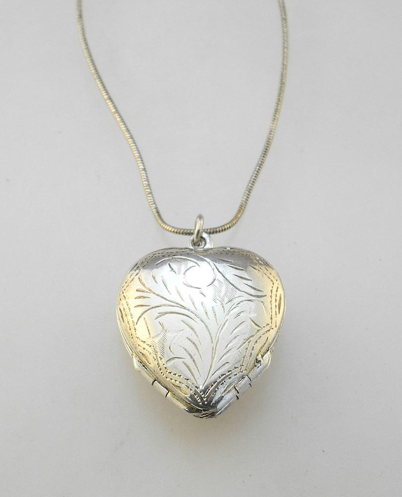 Hinged Sterling Silver Heart-shaped Locket on Chain. (1 of 5)