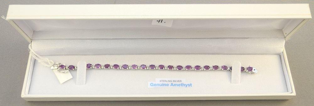 Sterling Silver Amethyst Bracelet, AM:6.5CTW. (1 of 2)