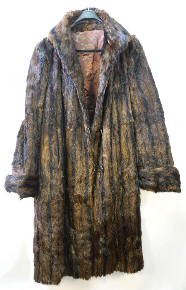 Full Length Black and Brown Fur Coat.: Full Length Black and Brown Fur Coat.