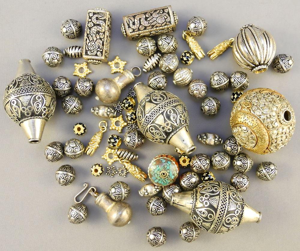 Collection of Fancy Asian Silver- Tone & Gold-Tone: Collection of Fancy Asian Silver- Tone & Gold-Tone Beads.