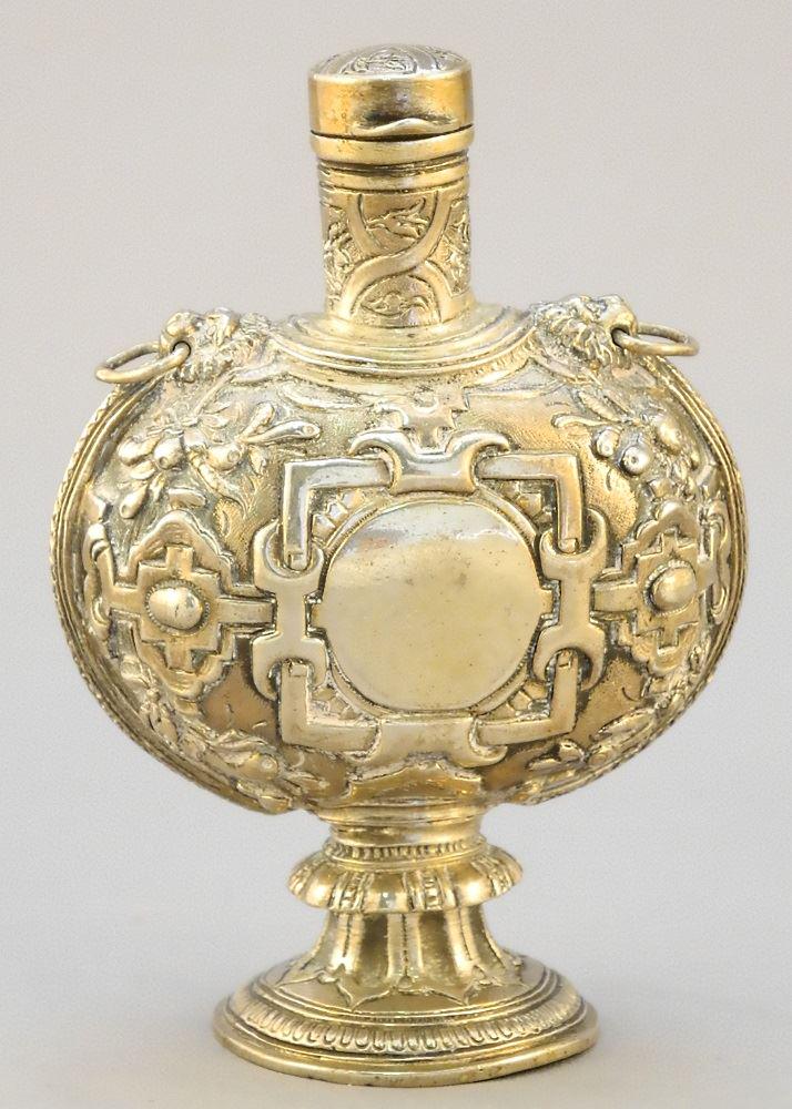 Ecclesiastical Silver Plated Holy Water Flask, 3 3/4" (1 of 4)