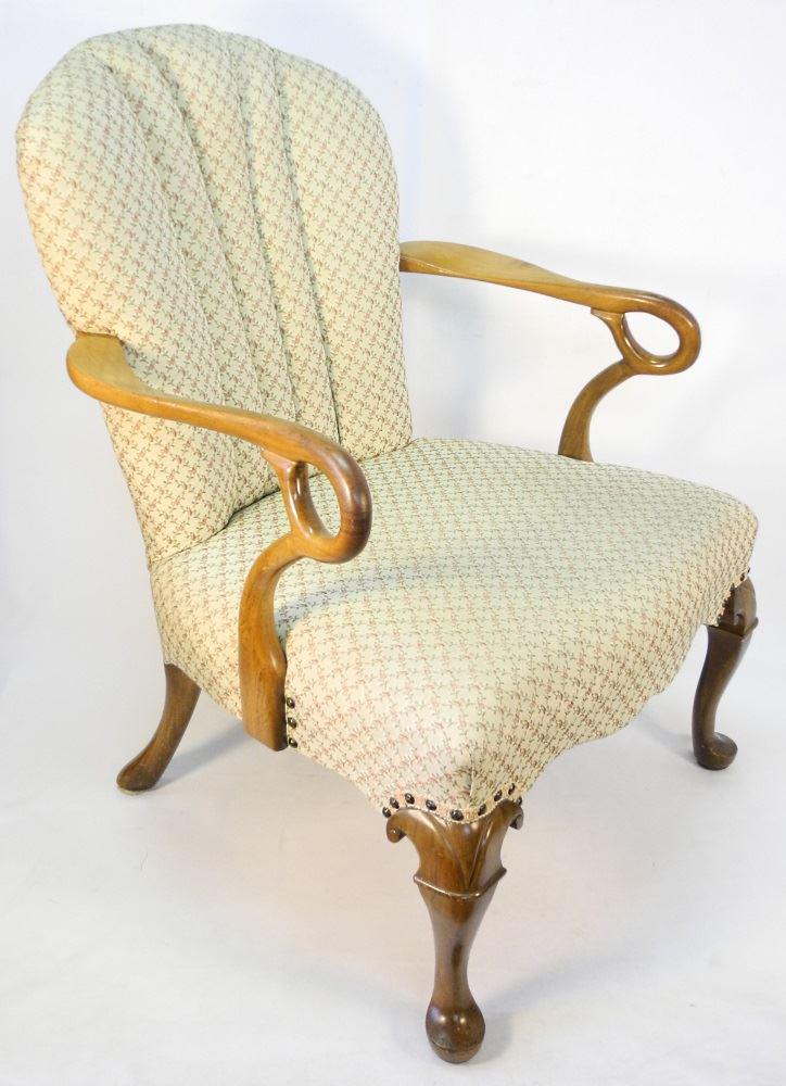 Coombes Walnut Ring Handle Open Armchair.: Coombes Walnut Ring Handle Open Armchair.