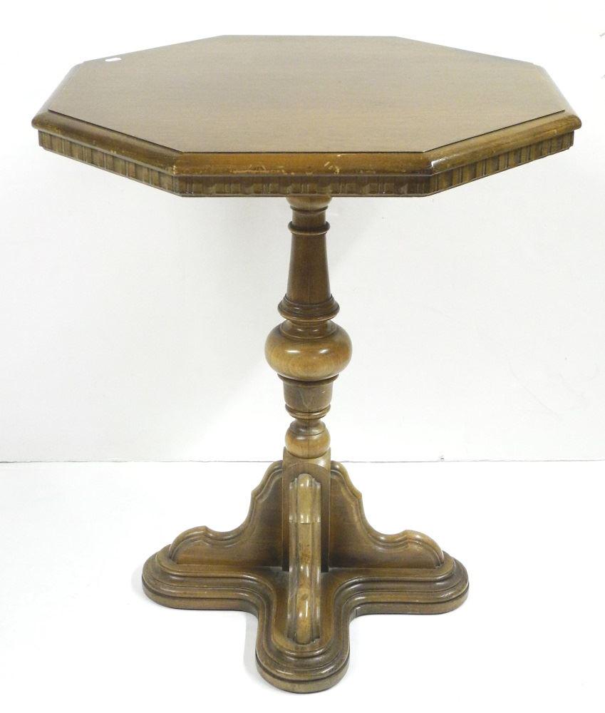 Octagonal walnut pedestal table. (1 of 4)