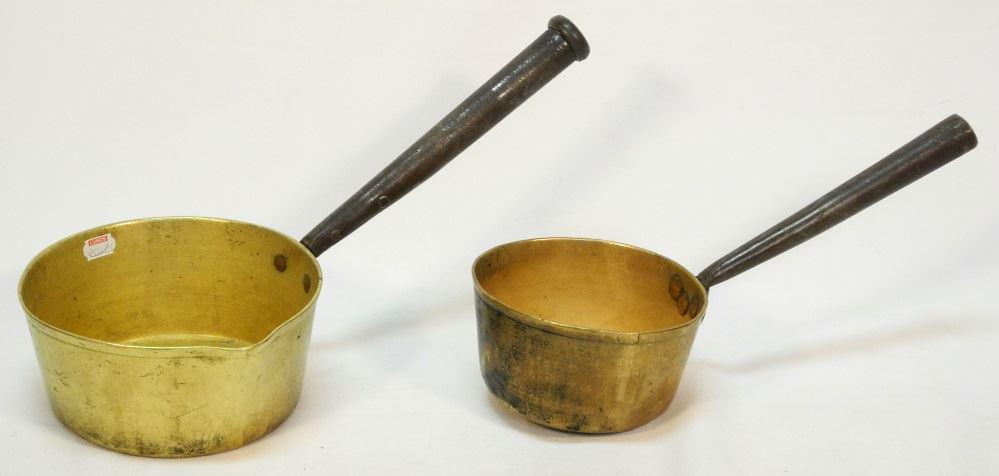 Two antique brass sauce pans. (1 of 2)