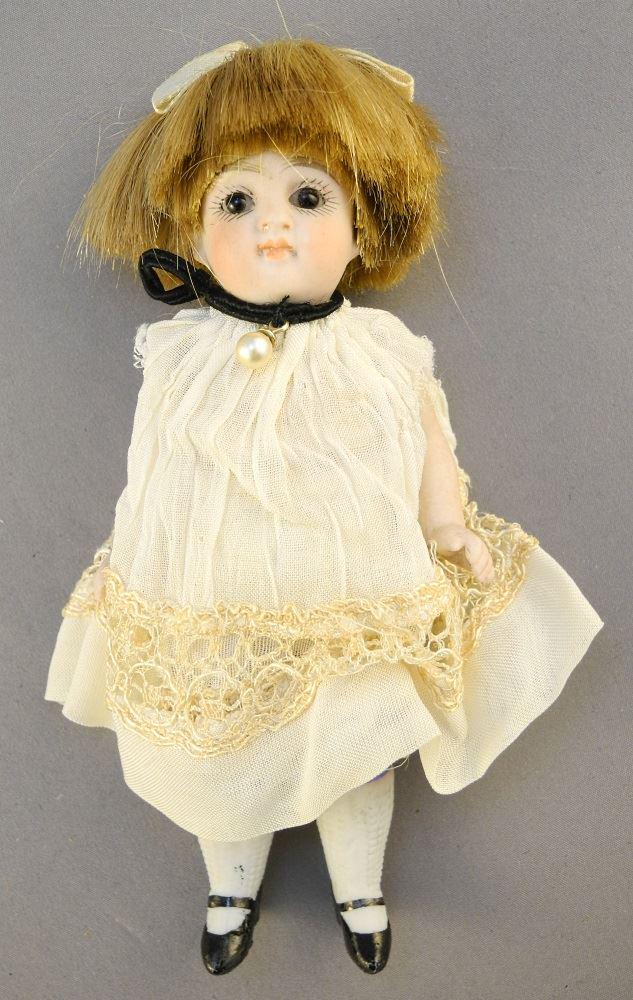 Kestner bisque head mini doll, bisque arms and legs, 5" (1 of 4)