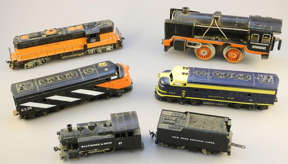 Collection of model train locomotives. (1 of 2)
