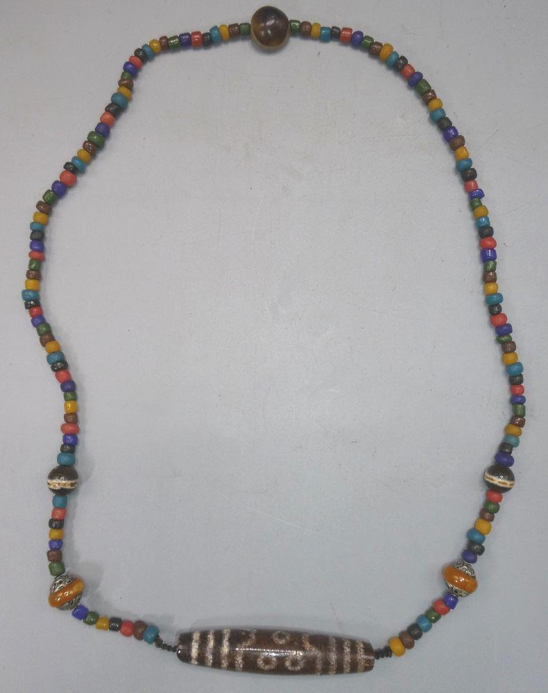 Sino-Tibetan "Heaven's Eye" Dzi beads Prayer Necklace, (1 of 3)