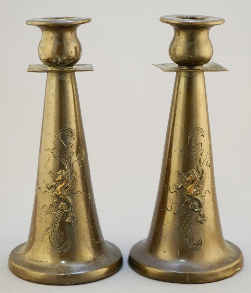 Pair of "Heraldic Bronze" candlesticks, model 1435, 7 (1 of 6)