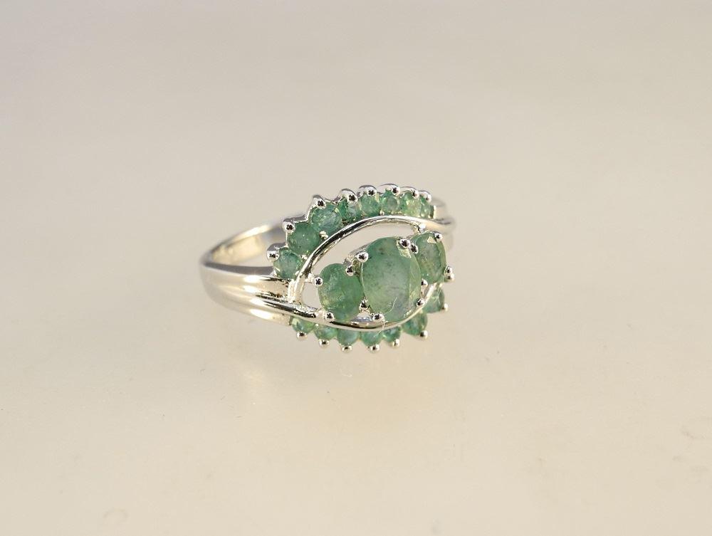 Sterling Silver Emerald "Cocktail" Ring, EM:0.55CTW. (1 of 3)