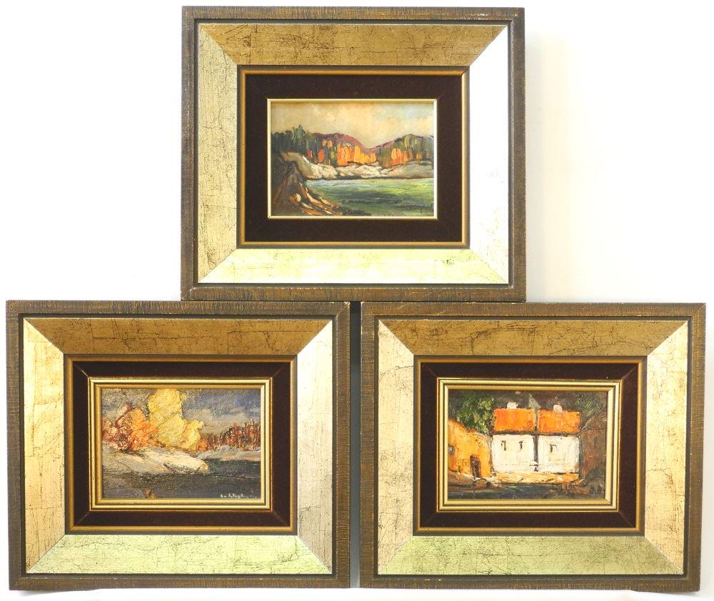 Set of 3 Oil on Panel signed de Silaghi '76, 5" x 7", (1 of 8)