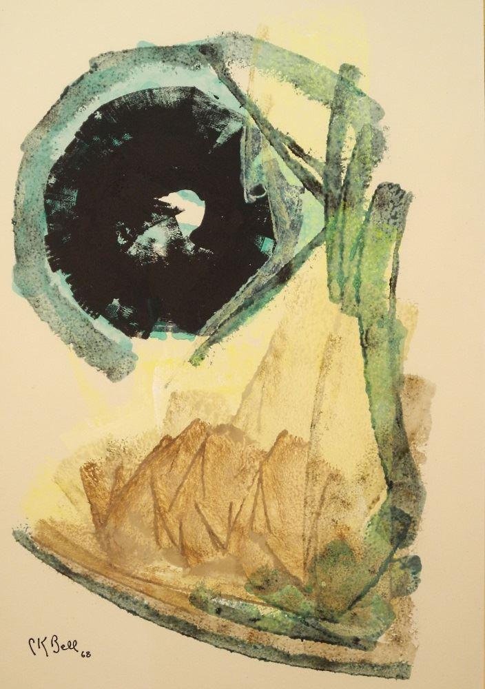Acrylic on Paper Signed C.K.Bell, 27" x 19", Untitled, (1 of 3)