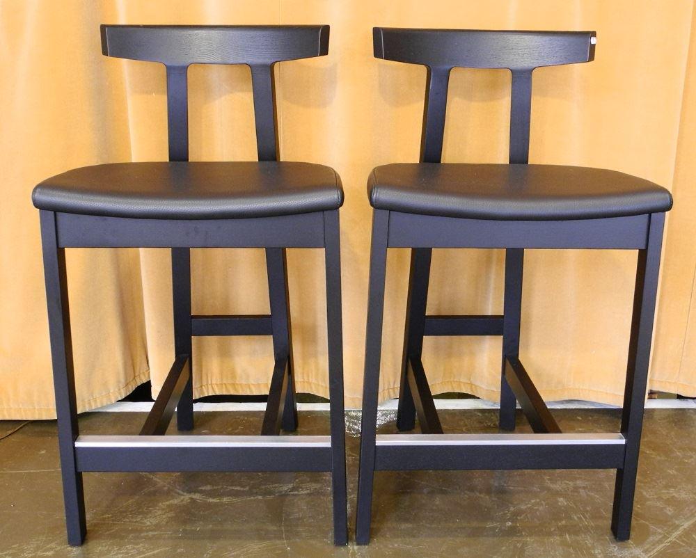 Pair of Bensen Torii Counter Stools, Black Leather LA (1 of 4)