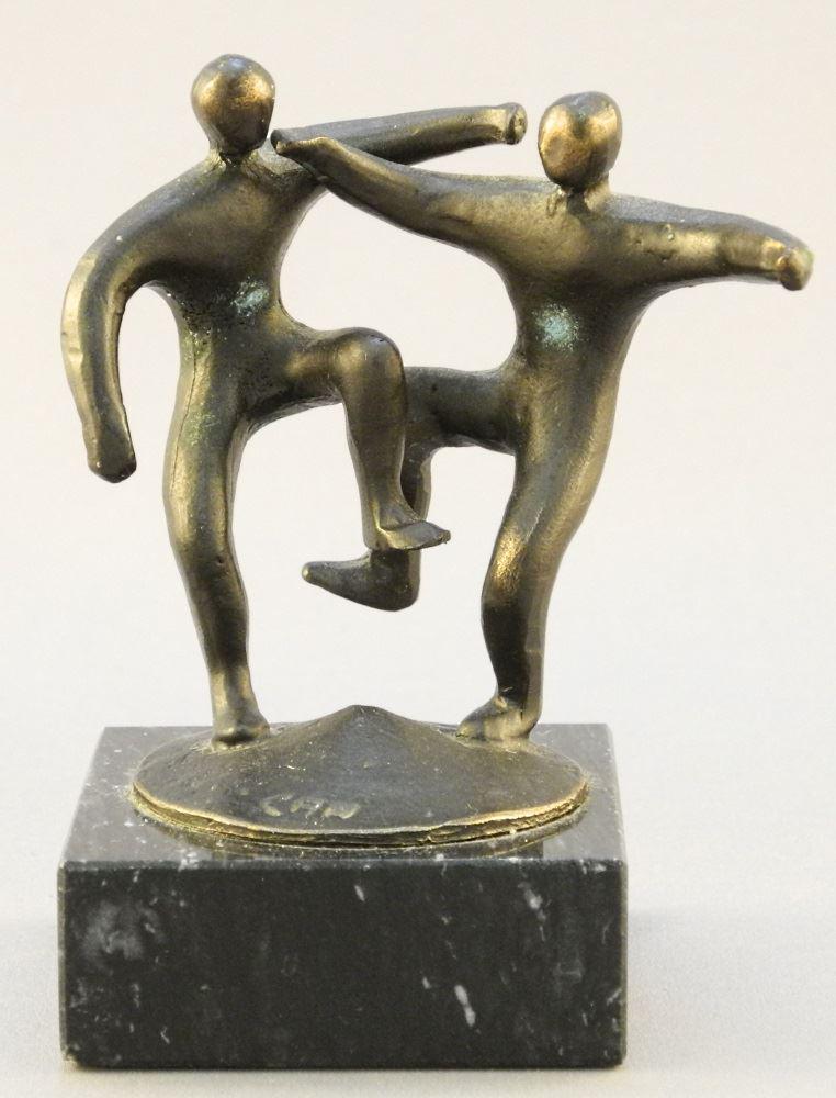Small Bronze Sculpture on Black Marble Plinth "Two (1 of 6)