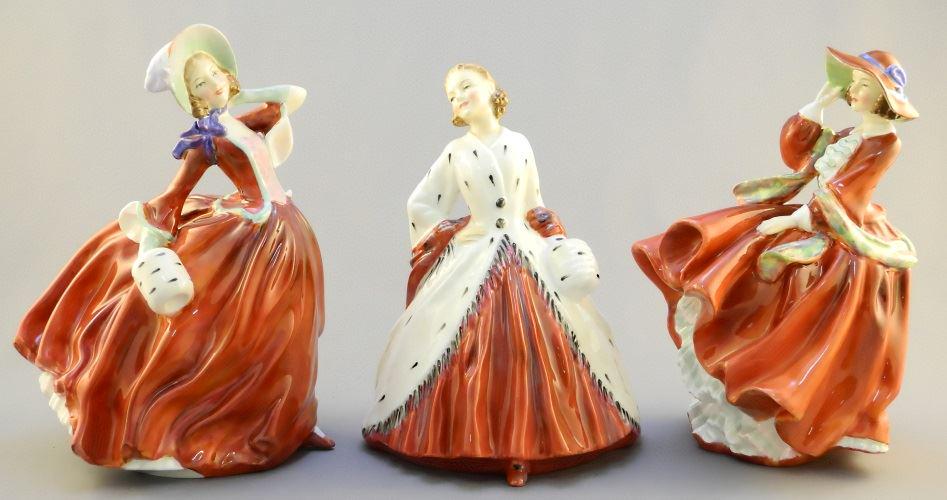 Three Royal Doulton figurines: The Ermine Coat / Top o (1 of 2)