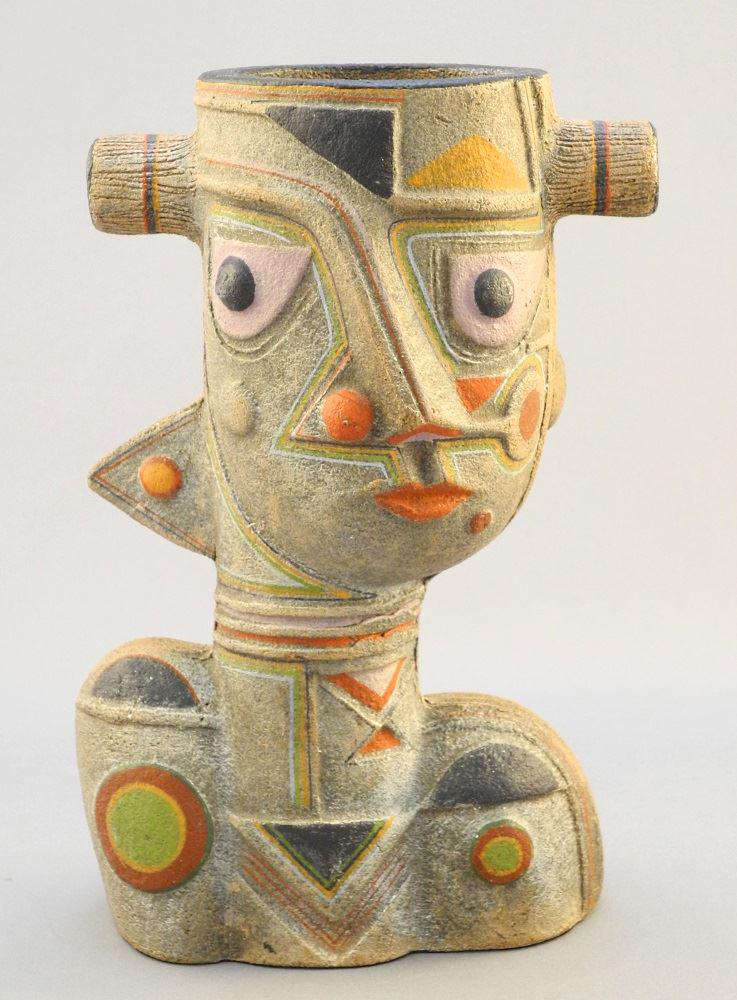 Vintage Ceramic Picasso Cubist Style vase, 7 1/2" high. (1 of 5)