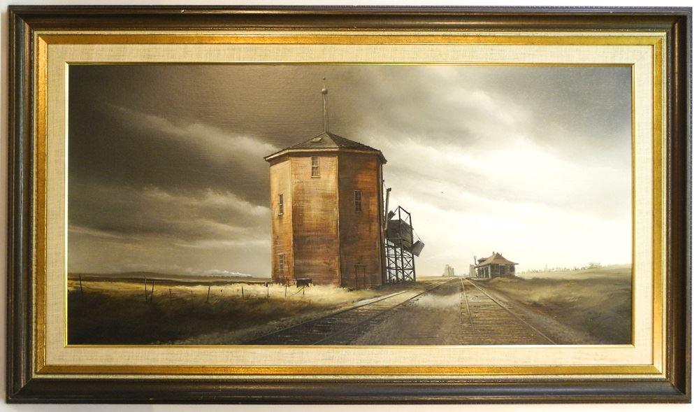 Oil on board signed Lyon (Harold) 23 1/2" x 47 1/2", (1 of 7)