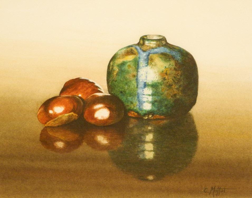 Watercolour signed C.(Catherine) Moffat, 7 1/4" x 9 (1 of 4)