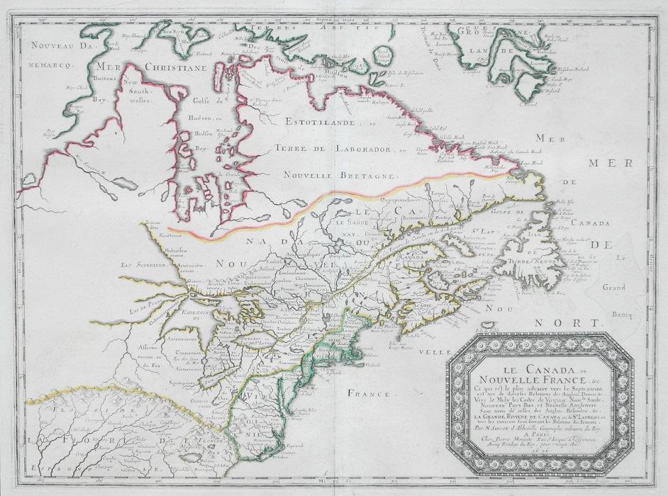 17th century map "Le Canada ou Nouvelle France", 17" x (1 of 7)