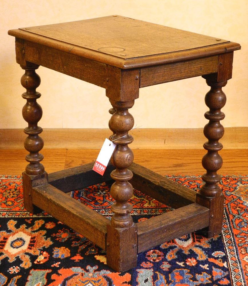 18th century spooled oak joint stool. (1 of 7)