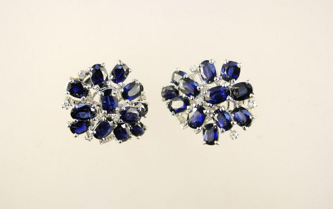 Pair of 14K gold earrings set with Sapphires and (1 of 6)