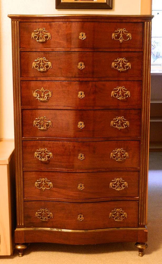19th century Empire style serpentine front tall chest (1 of 11)