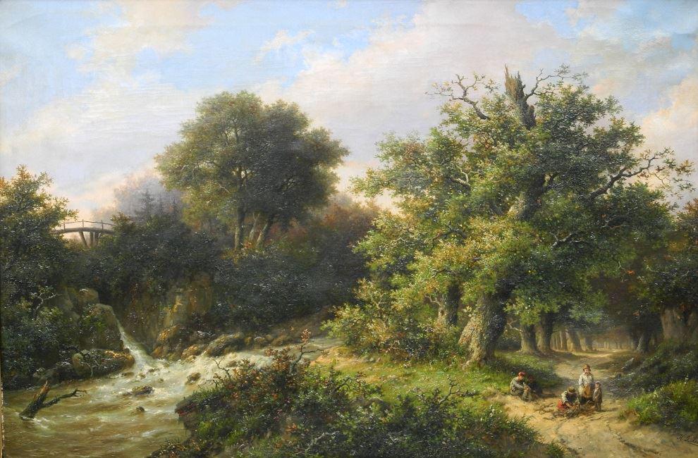 Oil on canvas signed H.P. Koekkoek, 26" x 39", "Faggot (1 of 9)