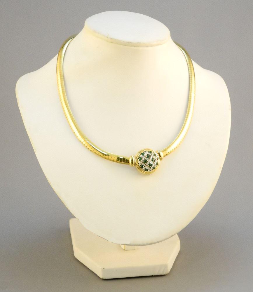 18K gold Birks necklace in box set with diamonds and (1 of 9)