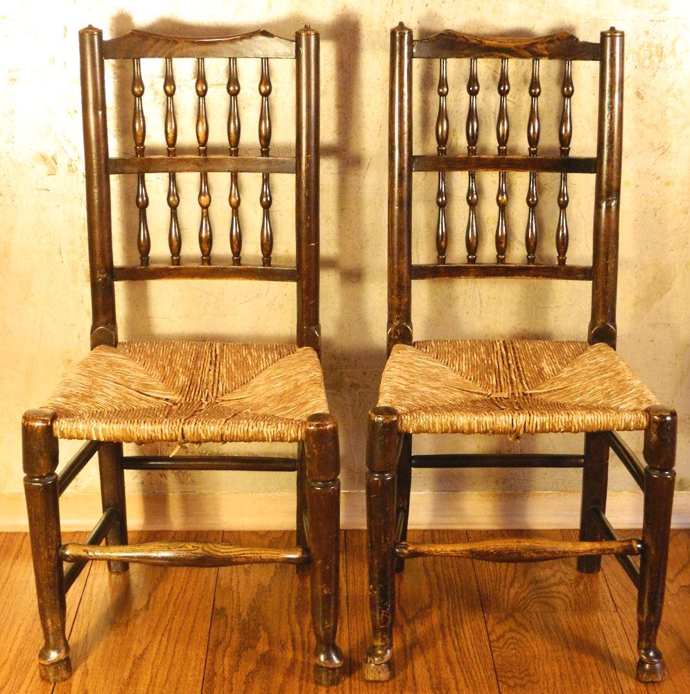 Set of five 18th century elm ladder back chairs. (1 of 7)