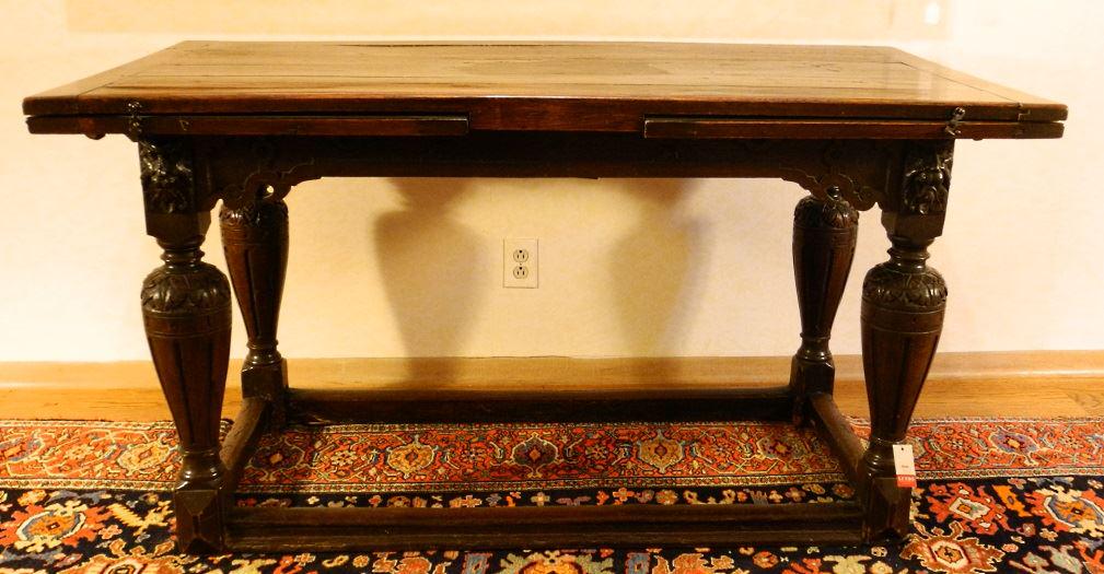 Part 17th century carved oak dining table (1 of 9)