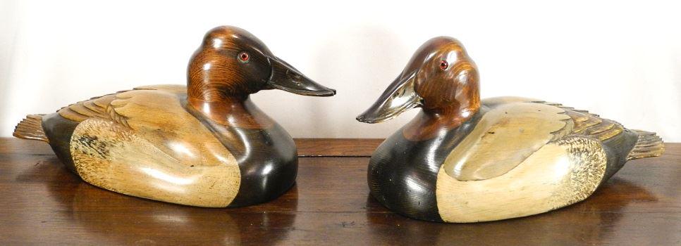 Pair of "Ducks Unlimited" carved wooden ducks, 18". (1 of 7)