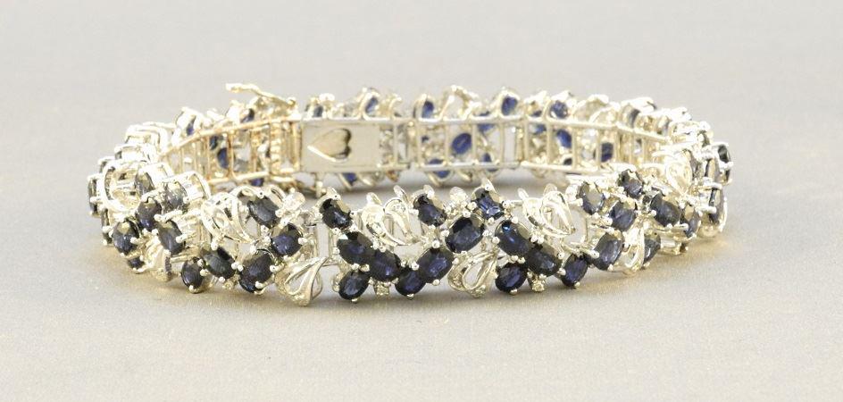 14K white gold bracelet set with sapphires and (1 of 10)