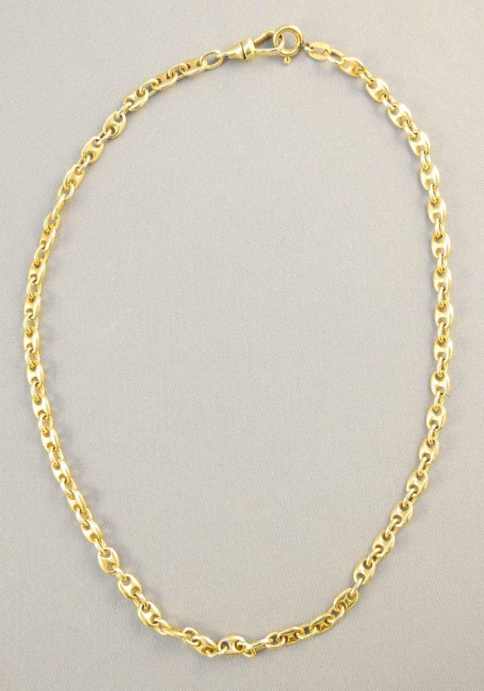 14K gold sectional gate style necklace.: 14K gold sectional gate style necklace.