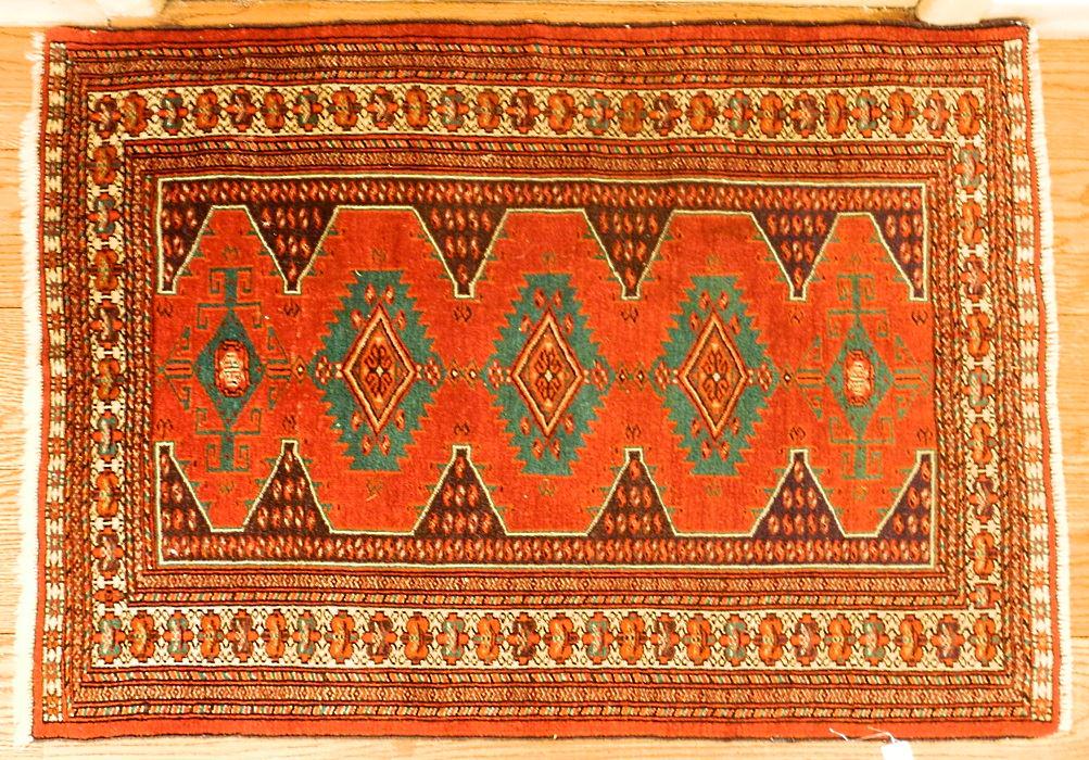 Turkoman rug, approximately 4'4" x 3'8". (1 of 5)