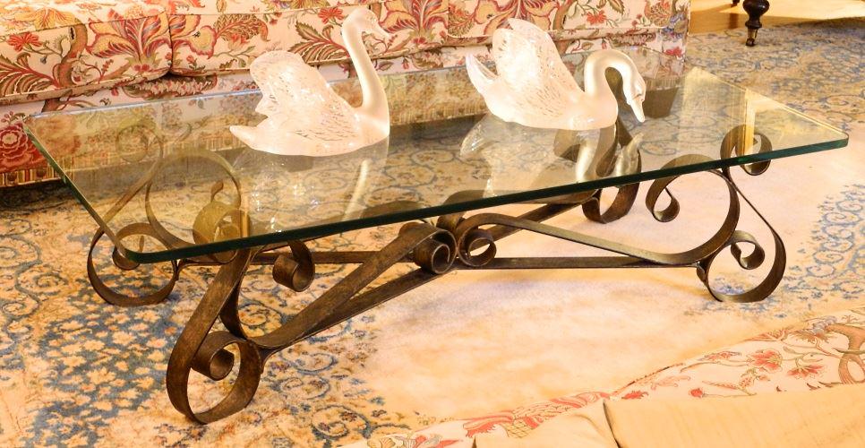 Rectangular glass top metal based coffee table. (1 of 4)