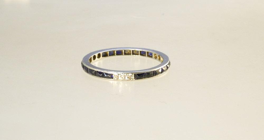 Platinum Eternity ring set with sapphires and diamonds. (1 of 5)