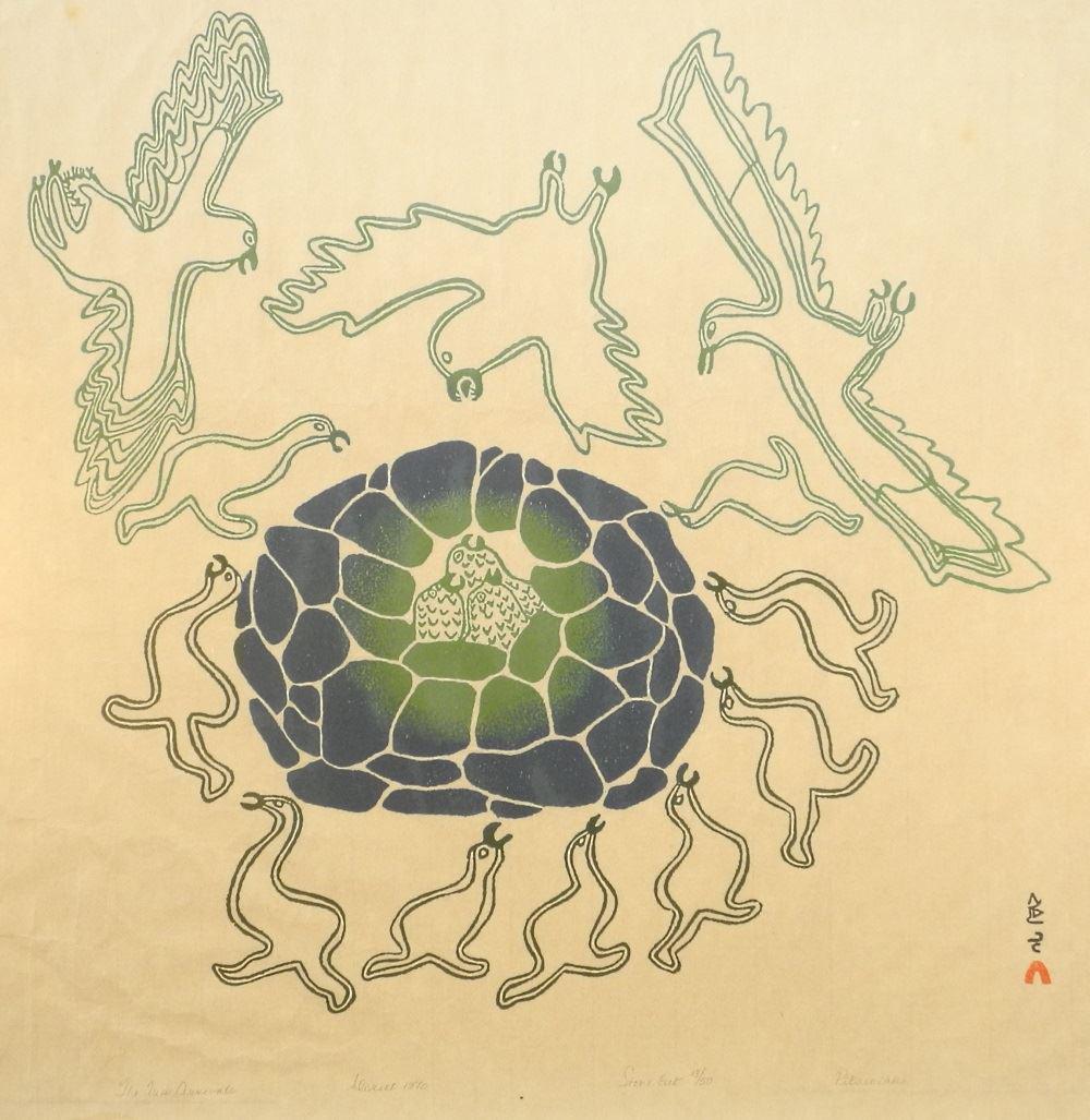 Dorset Stone Cut signed Pitseolak, # 13/50, 21 1/2" x (1 of 3)