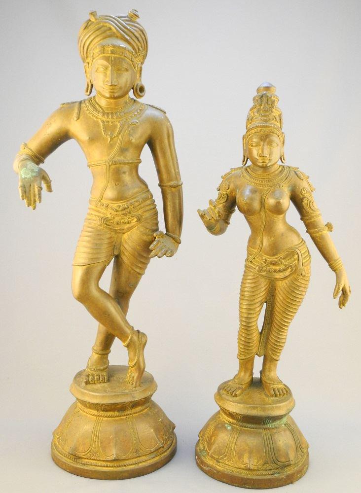 2 Indian Heavy Copper Alloy Figures of Shiva & Vishnu, (1 of 4)