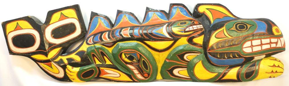 Northwest Coast Carved & Polychromed Cedar "Wasgo" (1 of 1)