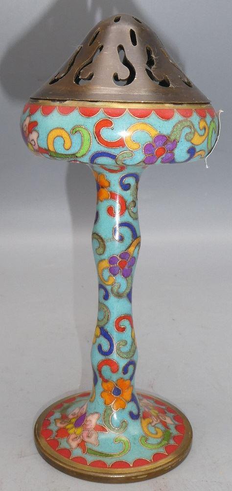 Copper Based Cloisonne Incense Burner, 6" high. (1 of 1)