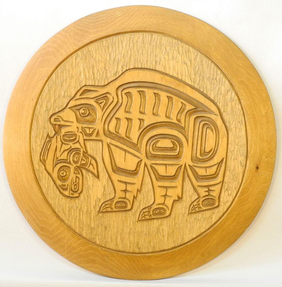 Northwest Coast "Bear & Salmon" plaque monogrammed (1 of 2)